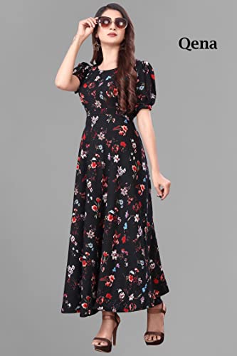 Image of FLARED ALINE MAXI DRESS WITH FLORAL PRINT FOR WOMEN