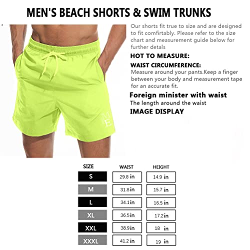 Vxsvxm Fashion Short Mens Swim Trunks Boardshorts Quick Dry Swimwear With Mesh Lining/Pockets Yellow #TOP5