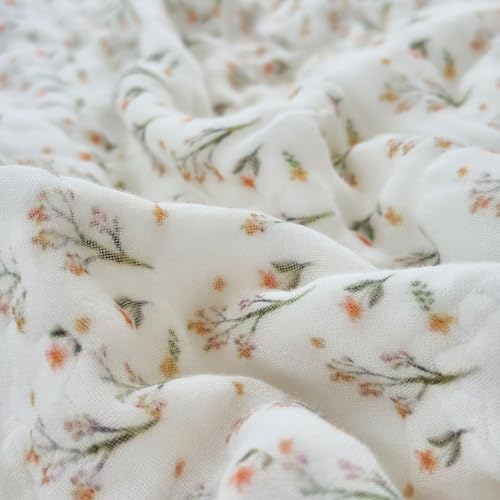 Image of SANACYNA Muslin Blanket 100% Cotton 6-Layer Gauze Floral Bed Blanket Lightweight Soft Breathable Cooling Blanket for Sofa Couch Bed Coverlet Both Sides (Floral A, Throw 50 inchx60 inch)