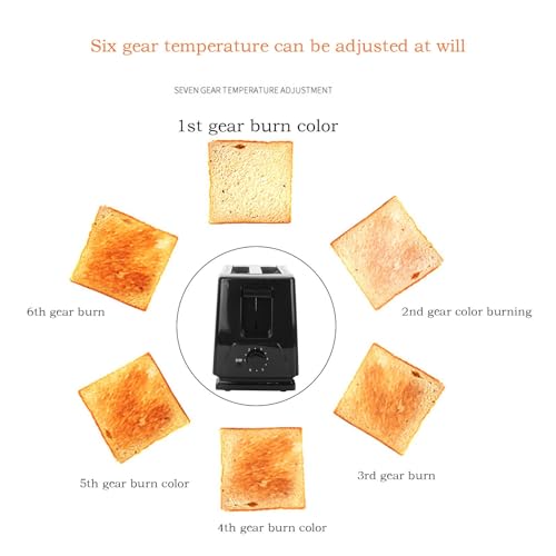 800W Toasters 2 Slice Wide Slot for Bagels and Breads, 7 Gear Settings - image 5