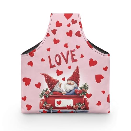 Image of KUIFORTI Love Heart Yarn Bag Crochet Tote Bag Gnome Yarn Storage Organizer Valentines Day Travel Wrist Tote Comfortable for Crocheting Lightweight for Knitting Accessories Gifts