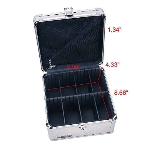 Vaultz Portable Safe Box - 10 X 10 X 6.5 Inch Large Storage Box With Lock, Mesh Pocket & Adjustable Compartments For Cash, Documents And Valuables - Treadplate #TOP4