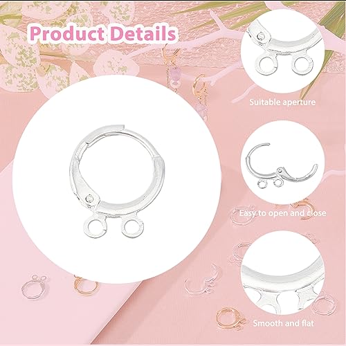 SUPERFINDINGS 40Pcs 2 Color Round Earring Hooks Golden and Silver Lever Back Earring Round French Hook Hypoallergenic Open Loop Leverback Earwires for DIY Earring Jewelry Making Hole 1.5mm - Image 4
