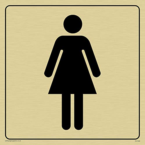 Viking signos dv1028-s15-gv hembra para inodoro símbolos – placa para puerta del baño, positivo texto negro con borde dorado de vinilo, adhesivo, 150 mm x 150 mm W