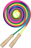 16 FT Long Jump Rope for Kids, 1 Pack Double Dutch Skipping Rope with Wooden Handle, Multiplayer Rainbow Jumping Rope for Outdoor Fun, School Sport, Party Game