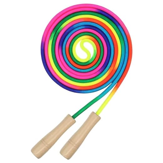 16 FT Long Jump Rope for Kids, 1 Pack Double Dutch Skipping Rope with Wooden Handle, Multiplayer Rainbow Jumping Rope for Outdoor Fun, School Sport, Party Game