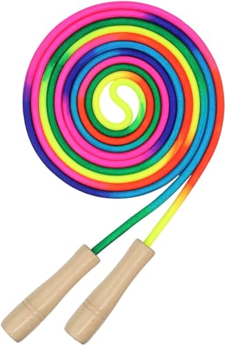 16 FT Long Jump Rope for Kids, 1 Pack Double Dutch Skipping Rope with Wooden Handle, Multiplayer...
