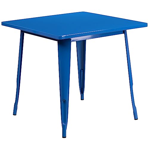 Flash Muebles 31,5 Square Metal Indoor-Outdoor Cuadro, Metal, Azul, 31.5