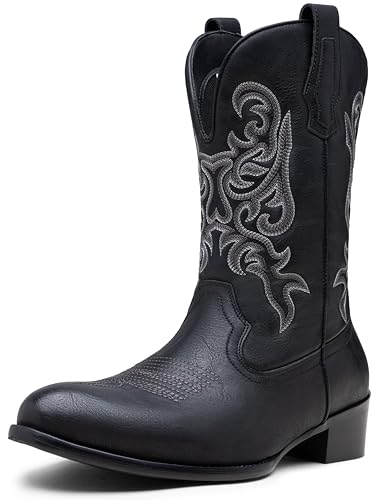 Jousen Cowboy Boots For Men Classic Western Embroidered Boot Retro Short Botas