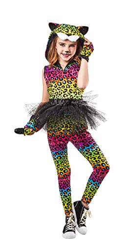 Disfraz Neon Leopardo para Niñas Talla M miniatura 2