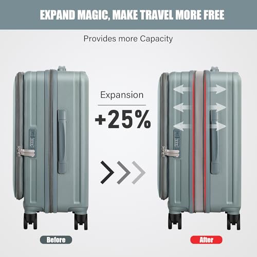 BOBOYM Carry On Luggage Front Opening 20in Suitcase with TSA Lock PC Hardside Rolling Luggage Travel Suitcase(White) by BOBOYM - Image 3