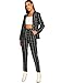 SheIn Women's Two Piece Plaid Open Front Long Sleeve Blazer and Elastic Waist Pant Set Suit Large Black