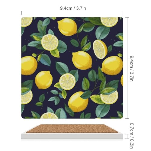 Dessous de verre carrés céramique citron décoration table cuisine - 3