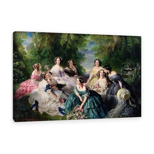 Peinture à l'huile Winterhalter Impératrice Eugénie sur toile 120x80cm cadre interne