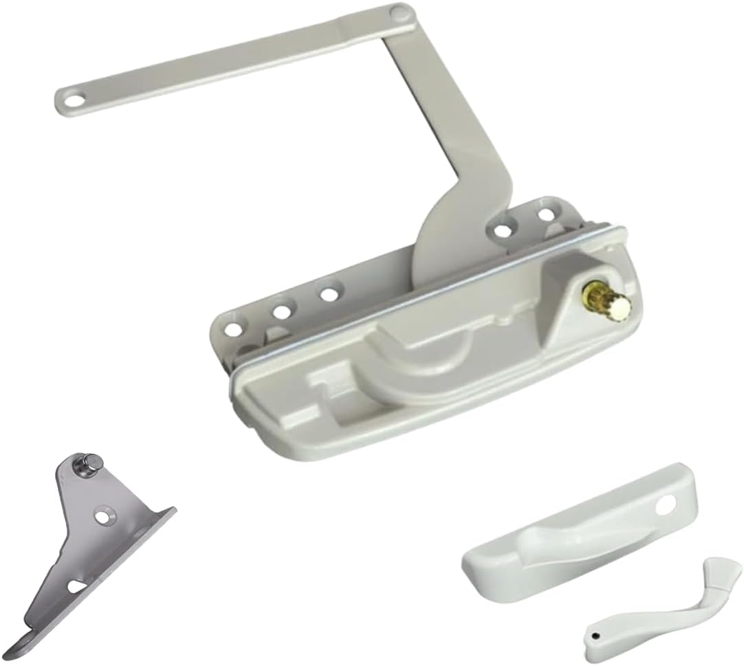 Split-Arm Casement Window Operators (Right Hand)+ Operator Handle Set, CANWINDOOR Product Elite-02R+FH-03A(Off White)+CS-04R, Window Hardware