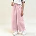 Whimsyria Girls Cotton Wide Leg Pants Loose Versatile Solid Summer Elastic Waist Baggy Sweat Pants for 1-13 Years