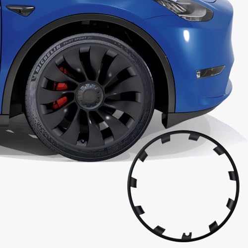 Image of Single Wheel Pack Model Y Rim Protector for 21 inch Uberturbine Wheels 2020-2024|ABS Rim Guard Trim Ring|Wheel Strips for Curb Rash Prevention|Tesla Exterior Accessories| Matte Black