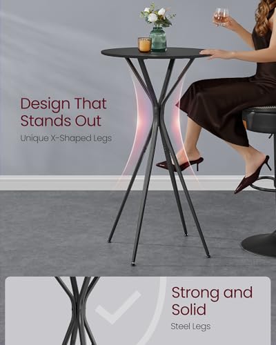 Image of VASAGLE Bar Table, Round Cocktail High Top Pub Bistro Table for Events Party, Kitchen Dining, Home Bar, 23.6 x 23.6 x 41.3 Inches, Sturdy Metal Frame, Modern Style, Easy to Assemble, Black