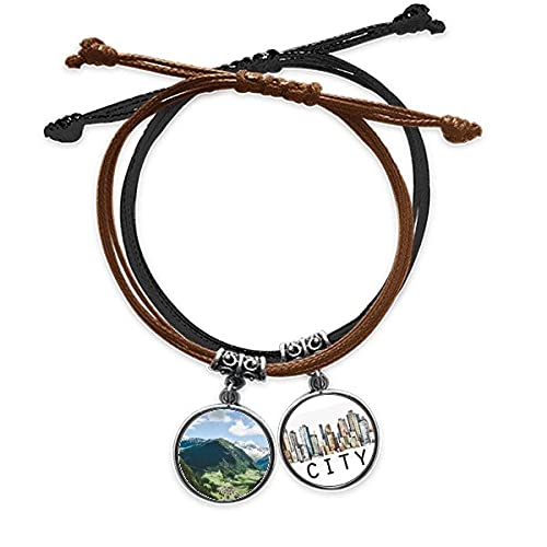 Ciel bleu bracelet corde de montagne en cuir l'idée cadeau homme et femme unique