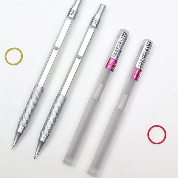 2er-Pack Druckbleistifte aus Vollmetall, 0,5 mm, für professionelles Malen und Schreiben, Schulbedarf, inklusive 2 Nachfüllminen (2 Stück)