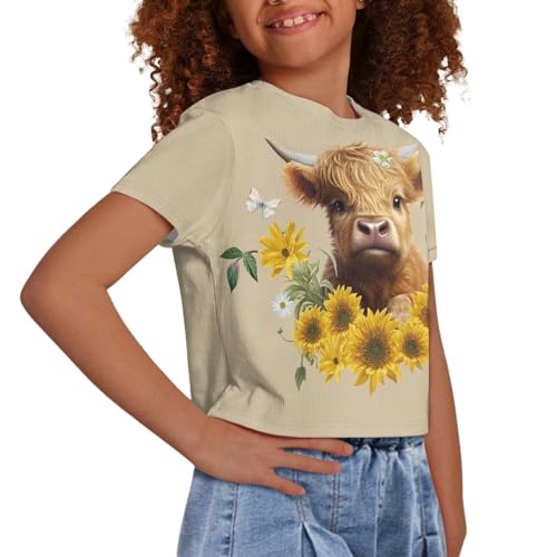 Image of Kids Crop Top Short Sleeve T-Shirts for Girls Size 5-14