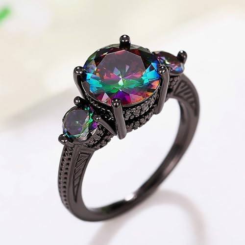 Fashion Multi-colored CZ Ring Charming Female Black Band Jewelry for Engagement