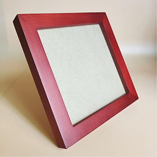 Image of 6x6 Picture Frames RED Solid Wood Frame, Plastic Panel (Film Needs to be Removed) Table or Wall.Front Window Opening 5.5x5.5 inch.