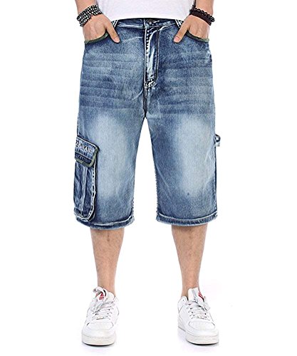 Men's Jeans Shorts Cargo Denim Shorts Relaxed Fit Big and Tall Loose Casual Plus Size 30W-46W