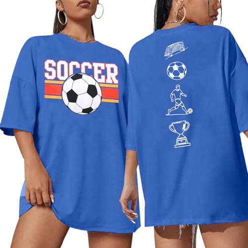 Image of ALLTB Soccer Cup 2026 Shirt Soccer Mom Shirts Women Oversized Football Match Season Jersey Bow T-Shirt Short Sleeve Top