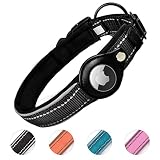 Kardition Gepolstertes Hundehalsband für AirTag, Apple Airtag Reflektierendes halsband hund, Integriertes Air Tag für kleine, Mittelgroße und Große Hunde, [Black – Größe S]