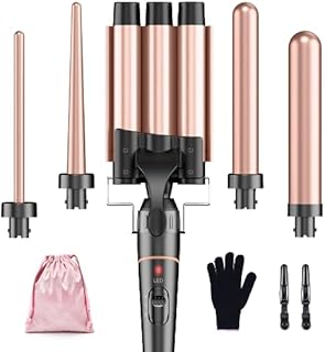 Zestaw 3 lokówek 5 w 1-BESTOPE PRO lokówka do włosów duże loki, ceramiczna lokówka z różnymi rękawicami, 2 klipsy