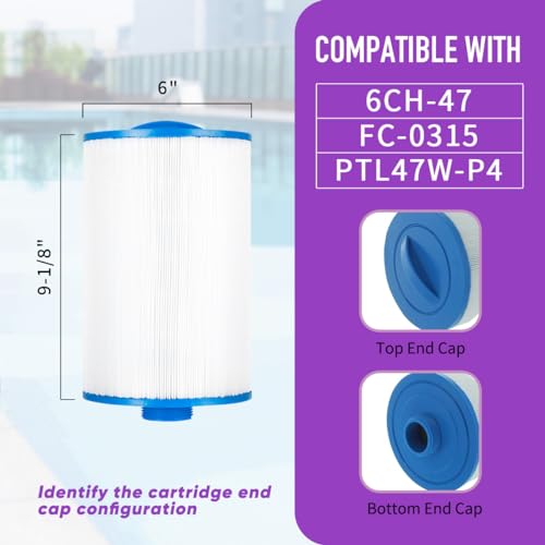 ZOTEE Spa Filter Replaces Unicel 6CH-47 Filbur FC-0315 PTL47W-P4 373043 Hot Tub Filter,2 Pack