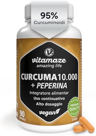 Curcuma e Piperina Plus 1440 mg con Vitamina C ad Alto Dosaggio, L'Estratto  Curcuma - integratore