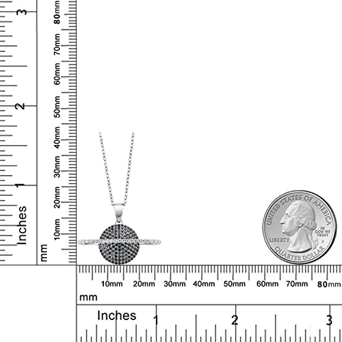Gem Stone King Keren Hanan Planet Saturn Energy 925 Sterling Silver White Moissanite and Black Spinel Pendant Necklace For Women (1.12 Cttw, 28X14MM, with 18 Inch Silver Chain) - Image 5