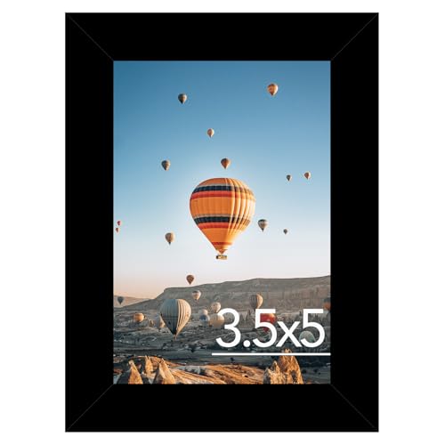 Image of JCJMY 3.5x5 Picture Frame Black for Wall or Tabletop, 3.5 x 5 Wall Gallery Poster Photo Frame with Shatter Resistant Plexiglass, Black