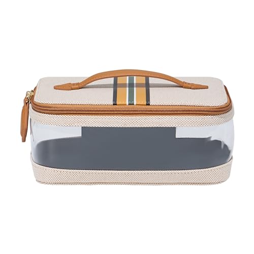 Paravel Cabana See-All Vanity Case | Made with Recycled Canvas Material & Vegan Leather | Premium See Through Travel Toiletry Bag | Regular, Shandy