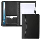 Gorbado Padfolio Binder A5 Document Organizer with Refillable Lined Notepad, Junior Size Folder Portfolio for Men Women,Black.