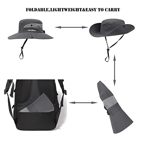 Image of Womens Summer Sun Hat Beach Hat Wide Brim Outdoor UV Protection Hat Foldable Cool Mesh Ponytail Bucket Hat