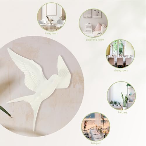 Sculpture murale oiseau 3D résine blanche JECOMPRIS ornement design scandinave