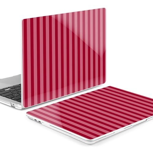 Image of MEEgoodo for M5 /M4 /M3 /M2 MacBook Air 15 inch Case 2026 2025 2024 2023, Case Fit Model (A3448 /A3241 /A3114 /A2941) for MacBook Air 15.3 inch, Red&Pink Stripe