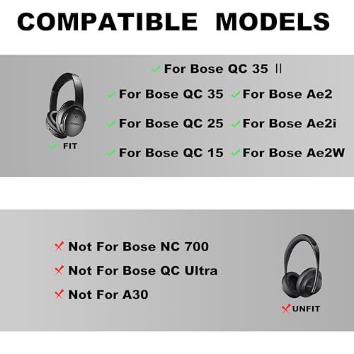 Replacement Ear Pads - Compatible con audífonos QuietComfort 35 y QC35 ii, cuero sintético suave, almohadillas premium para cancelación de ruido, duraderas y cómodas (QC 35-Black&Blue) miniatura 2