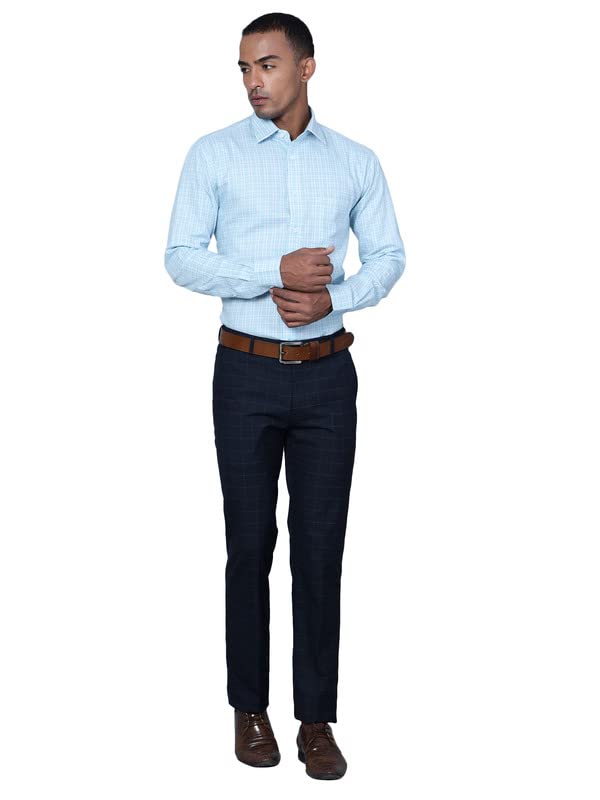 Image of Cantabil Men Checkered Non Pleated Regular Fit Mid Rise Formal Trousers for Men | Formal Pants for Men | Formal Wear Regular Fit Trousers for Men (P MTRF00073)