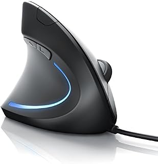 Vertical Ergonomic USB Mouse for left-hander - Optical Model - Mice with Ergonomic design - prevention against mouse arm tennis elbow - For Laptop Desktop PC Computer Macbook