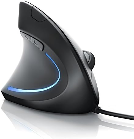 CSL - Vertikal Maus für Linkshänder - kabelgebundene optische vertikale Ausführung - ergonomisches Design - Vorbeugung gegen Mausarm - gelenkschonend für Hand und Unterarm
