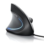Vertical Ergonomic USB Mouse for left handed users - Optical Model - Mice with Ergonomic design - prevention against mouse arm tennis elbow - For Laptop Desktop PC Computer Macbook