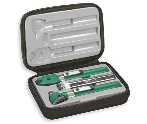 ADC Otoscope/Ophthalmoscope Diagnostic Set, Pocket Size, LED Lamp, 2.5V, Hard Case, Diagnostix 5110NL, Green
