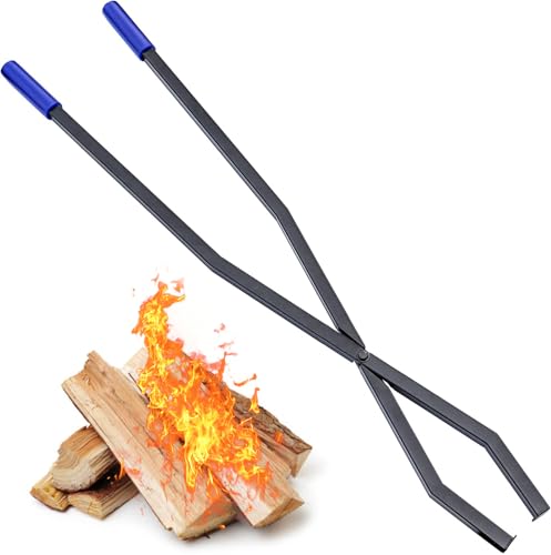 CKLT 40'' Fire Tongs for Fire Pit Heavy Duty Firewood Grabber Tool Metal Log Grabber for Large Logs Rustproof Safely Moves Firewood Outdoor Bonfire Campfire
