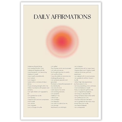 Vintage Inspirational Canvas Wall Art Print Picture Positive Affirmations Words Of Affirmation Poster Wall Prints Trendy Daily Printable Room Decor Aesthetics 12X16 in Unframed