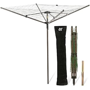 LARGE 45M DRYING CAPACITY: Maximize your laundry days with 45m of high-quality drying space. This 4 arm rotary washing line heavy duty design can hold up to four full loads of laundry, making it the perfect large rotary washing line for families. The...