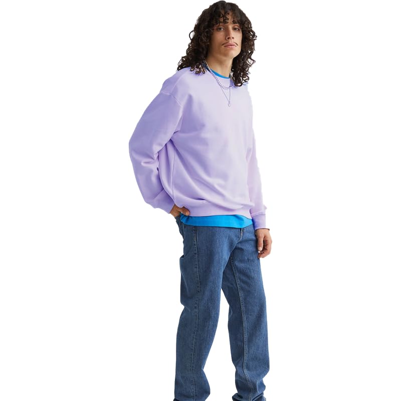 Image of DROBE Cotton Blend Round Neck Solid Sweatshirt for Men
